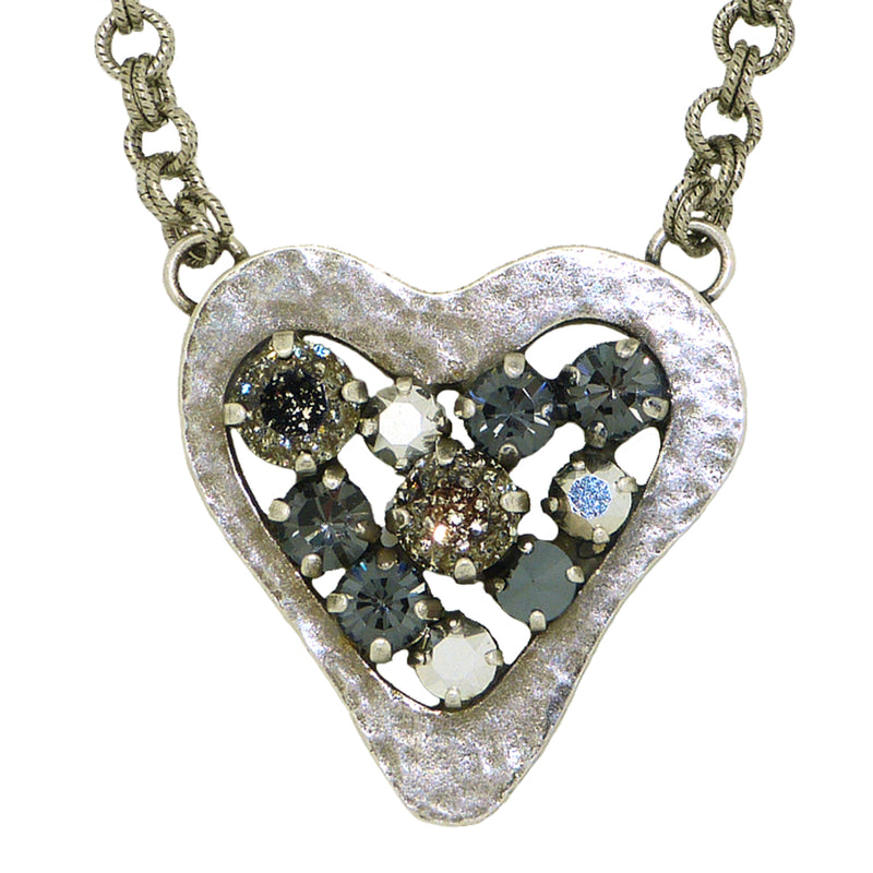 Dorata Handmade Swarovski Hammered Heart Pendant Necklace wear with Mariana - ILoveThatGift