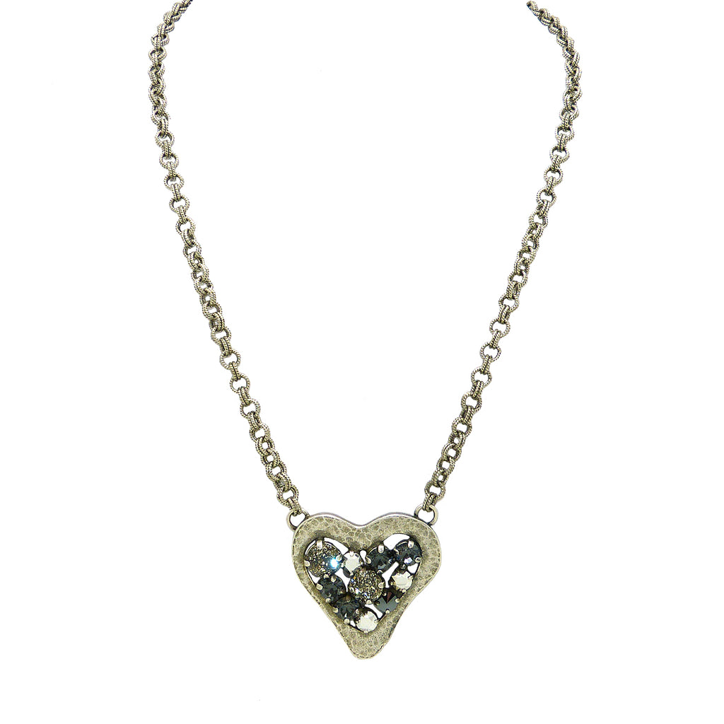 Dorata Handmade Swarovski Hammered Heart Pendant Necklace wear with Mariana - ILoveThatGift