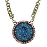 Dorata Handmade Blue Compass Pendant Necklace Pink Rhinestone - ILoveThatGift