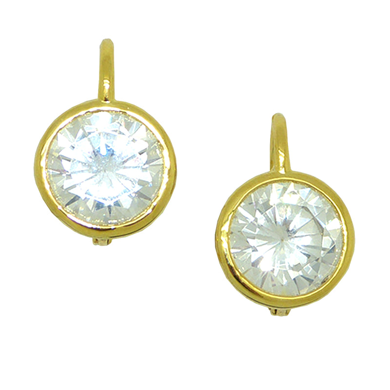 Silver or Gold Round Bezel CZ Earrings Designer Inspired - ILoveThatGift