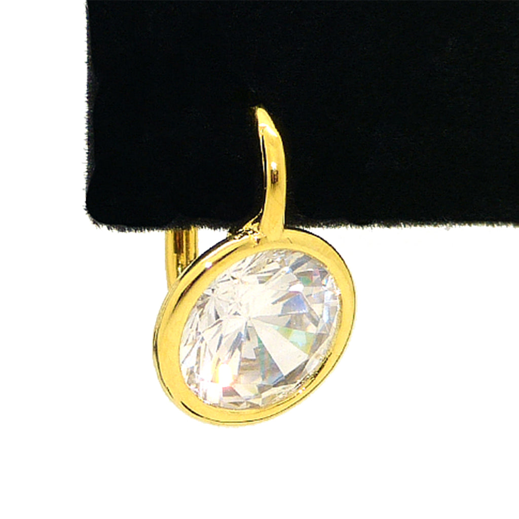 Silver or Gold Round Bezel CZ Earrings Designer Inspired - ILoveThatGift