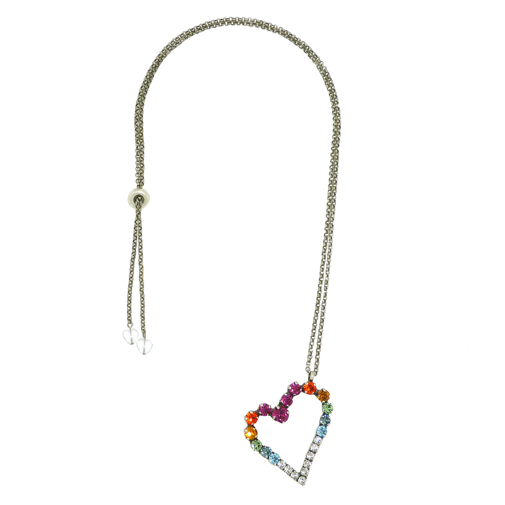 Dorata Handmade Swarovski Multicolor Heart Pendant Necklace wear with Mariana - ILoveThatGift