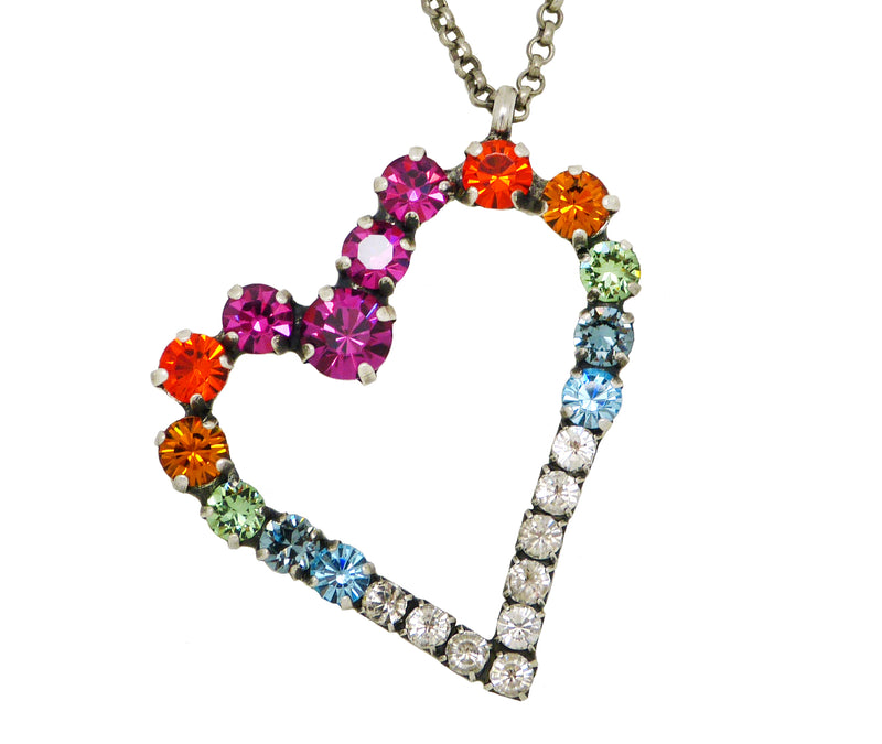 Dorata Handmade Swarovski Multicolor Heart Pendant Necklace wear with Mariana - ILoveThatGift