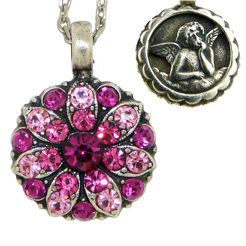 Mariana Guardian Angel Crystal Pendant Necklace 5022 Pink Fuchsia Indian Pink Rose - ILoveThatGift