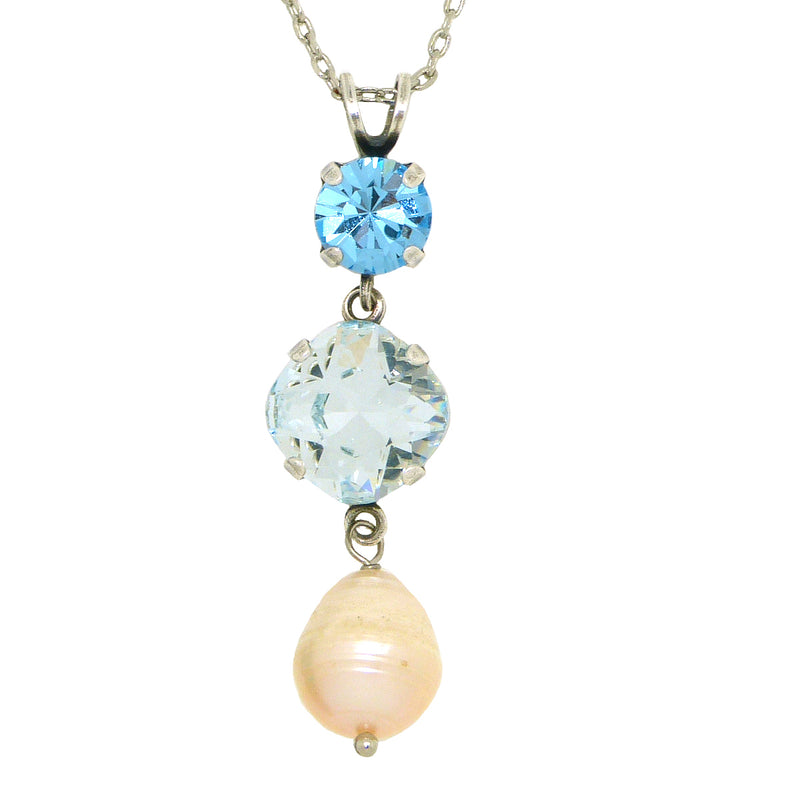 Mariana Forever Crystal Pearl Pendant Necklace 202361 Azura, Pearl, and Aquamarine - ILoveThatGift