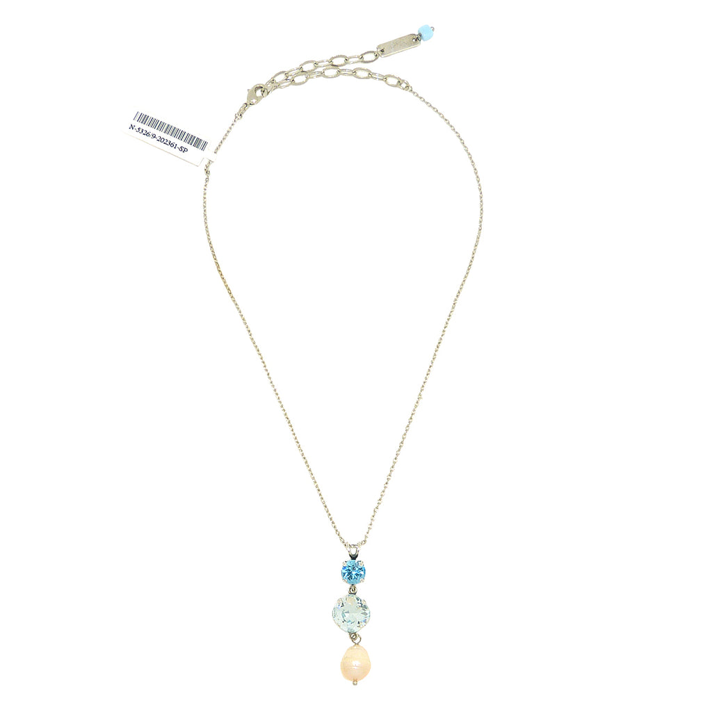 Mariana Forever Crystal Pearl Pendant Necklace 202361 Azura, Pearl, and Aquamarine - ILoveThatGift