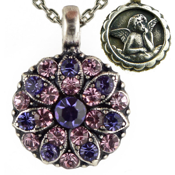 Mariana Guardian Angel Crystal Pendant Necklace 539212 Purple Velvet Pale Pink - ILoveThatGift