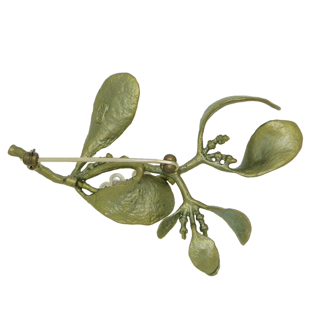 Mistletoe with Pearls Brooch Pin  by Michael Michaud Nature Silver Seasons 5609 - ILoveThatGift