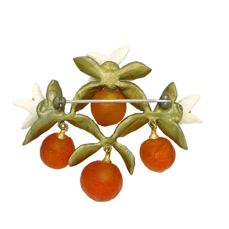 Orange Flower Drop Brooch Pin by Michael Michaud Nature Silver Seasons 5981 - ILoveThatGift