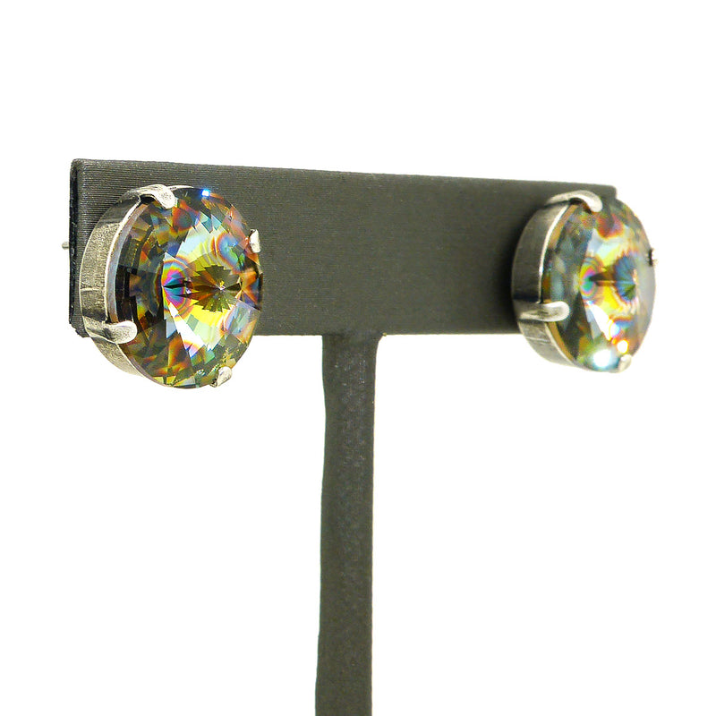 Dorata Handmade Rivoli Swarovski Crystal Peacock Eye Earrings wear with Mariana - ILoveThatGift