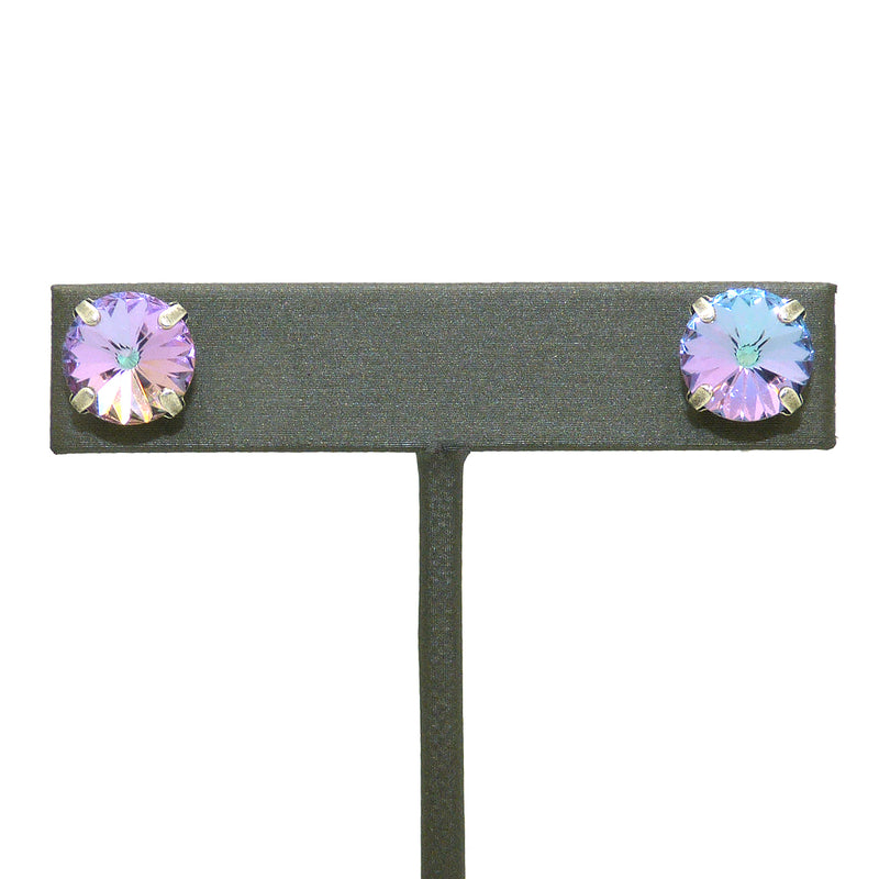 Dorata Handmade Crystal Vitrail Light Swarovski Rivili Cut Earrings wear with Mariana - ILoveThatGift