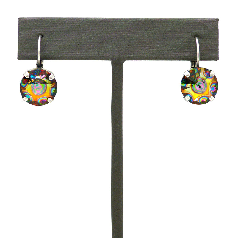 Dorata Handmade Rivoli Swarovski Crystal Peacock Eye Drop Earrings wear with Mariana - ILoveThatGift