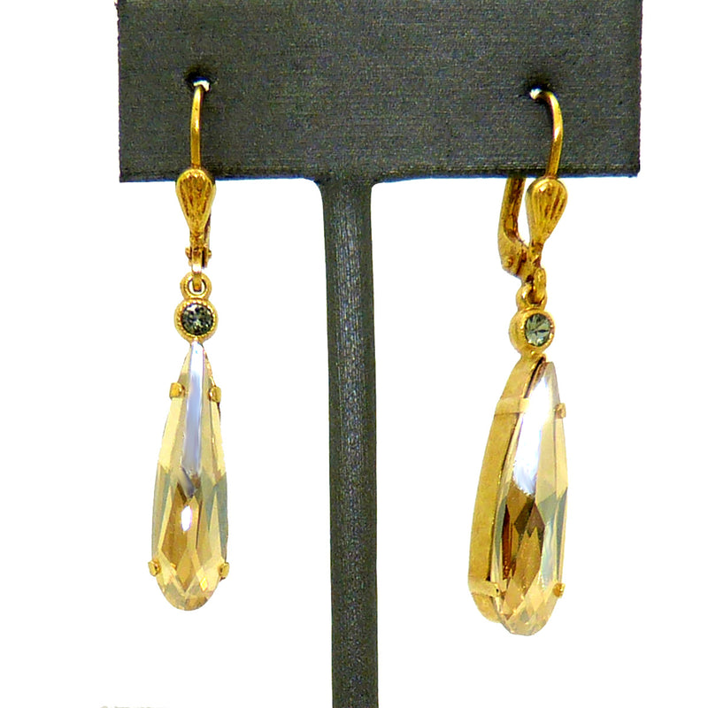 La Vie Parisienne Earrings Swarovski Crystal Champagne Gold  Teardrop Earrings - ILoveThatGift