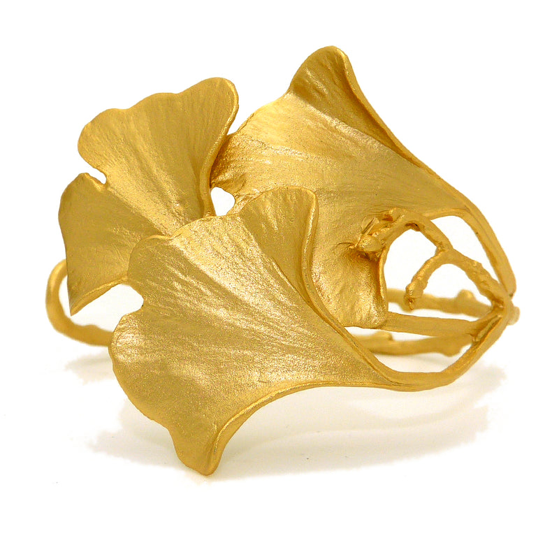 Ginkgo Large Gold Cuff Bracelet by Michael Michaud Nature Silver Seasons 7181 - ILoveThatGift
