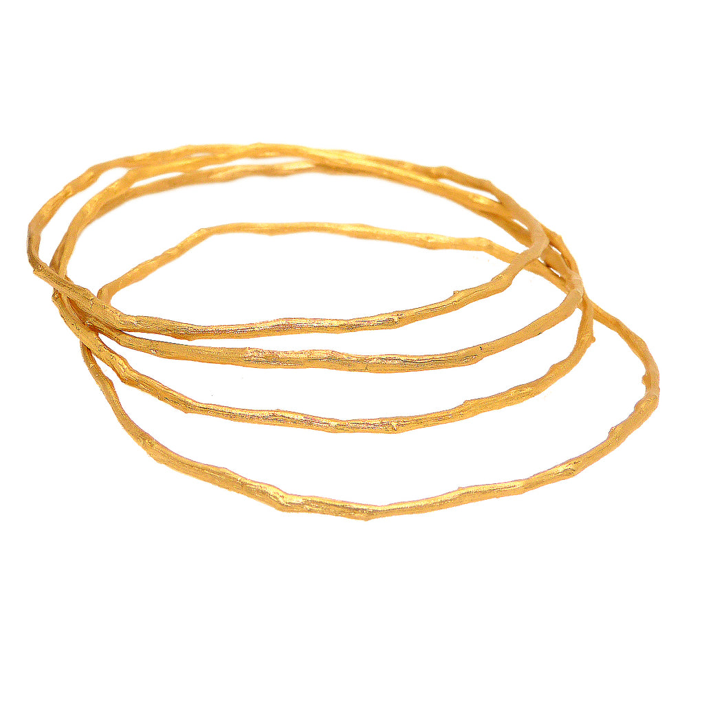 Petite Driftwood Bangles Bracelet Gold Patinaed Set of 4 by Michael Michaud - ILoveThatGift