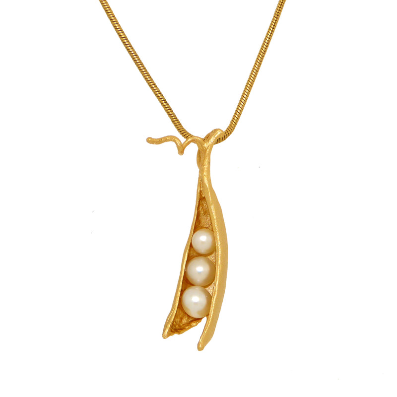 Peas in a Pod Gold Michael Michaud Necklace Three Pearl Peas 7875 - ILoveThatGift