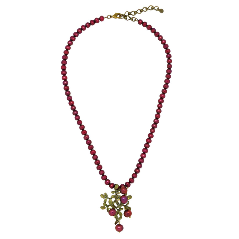 Cranberry Pendant on Pearl Necklace by Michael Michaud Nature Silver Seasons 8055 - ILoveThatGift