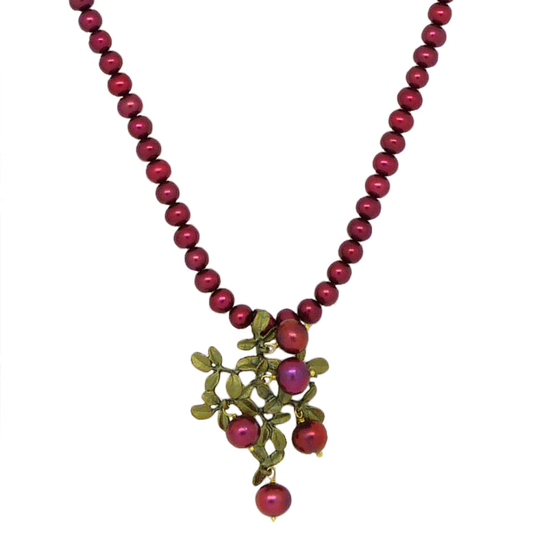 Cranberry Pendant on Pearl Necklace by Michael Michaud Nature Silver Seasons 8055 - ILoveThatGift