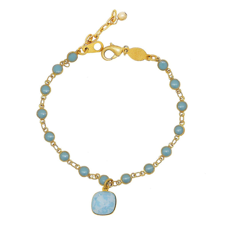 La Vie Parisienne Gold Crystal Air Blue Charm Bracelet 1834G Popesco - ILoveThatGift