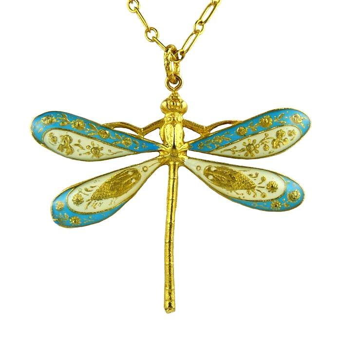 La Vie Parisienne Gold Enamel Dragonfly Necklace 904G Popesco - ILoveThatGift