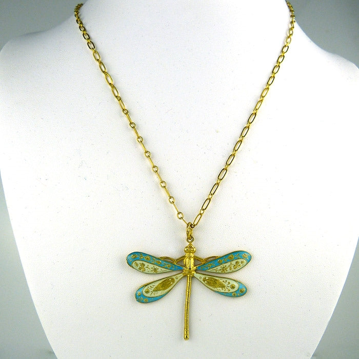 La Vie Parisienne Gold Enamel Dragonfly Necklace 904G Popesco - ILoveThatGift
