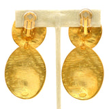 Kenneth Jay Lane KJL Satin Gold Dimpled Disc Clip Earrings Marked