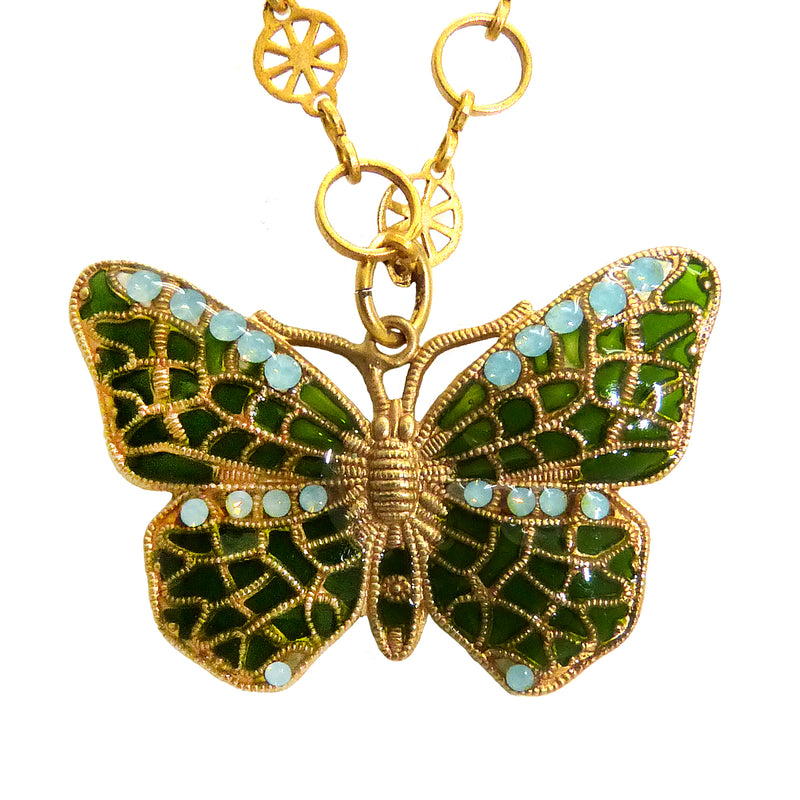 La Vie Parisienne Gold Enamel Butterfly Necklace 915G Popesco - ILoveThatGift