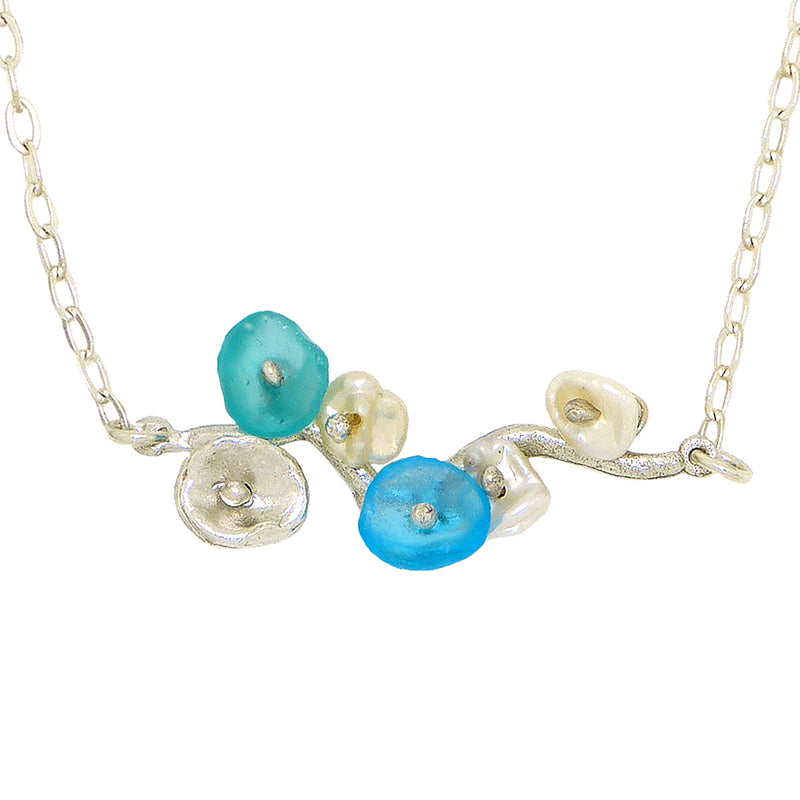 Drift Away Blue Pearl Bar Pendant Necklace by Michael Michaud Nature Silver Seasons 9248 - ILoveThatGift