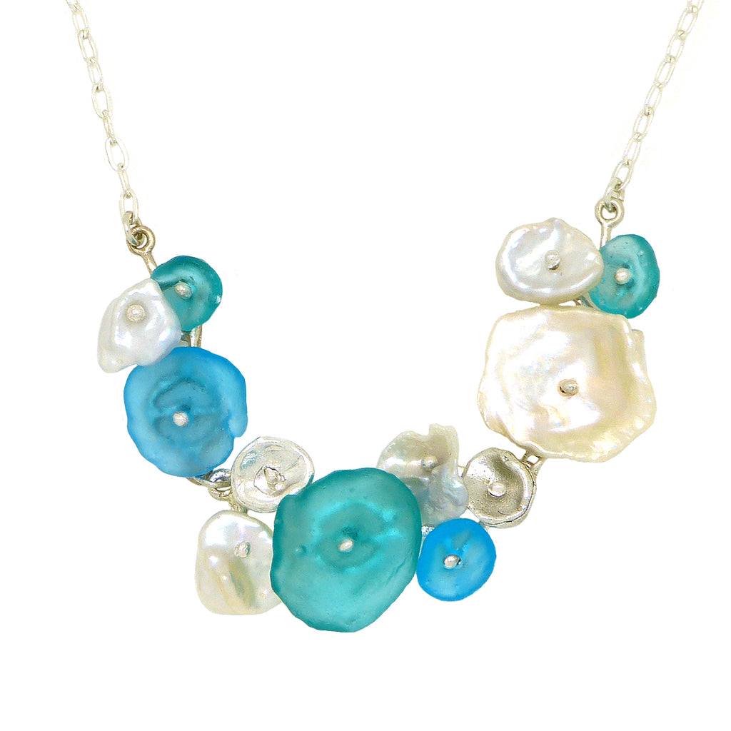 Drift Away Blue Pearl Bar Pendant Necklace by Michael Michaud Nature Silver Seasons 9248 - ILoveThatGift