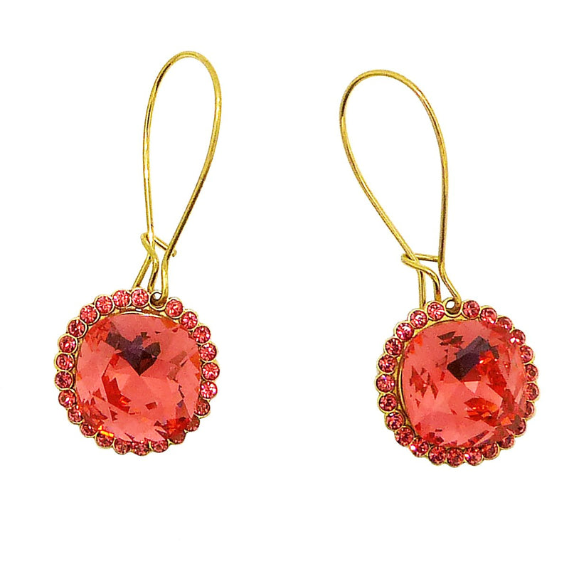 La Vie Parisienne Earrings Gold Coral Swarovski Crystal Dangle Popesco 9411G - ILoveThatGift