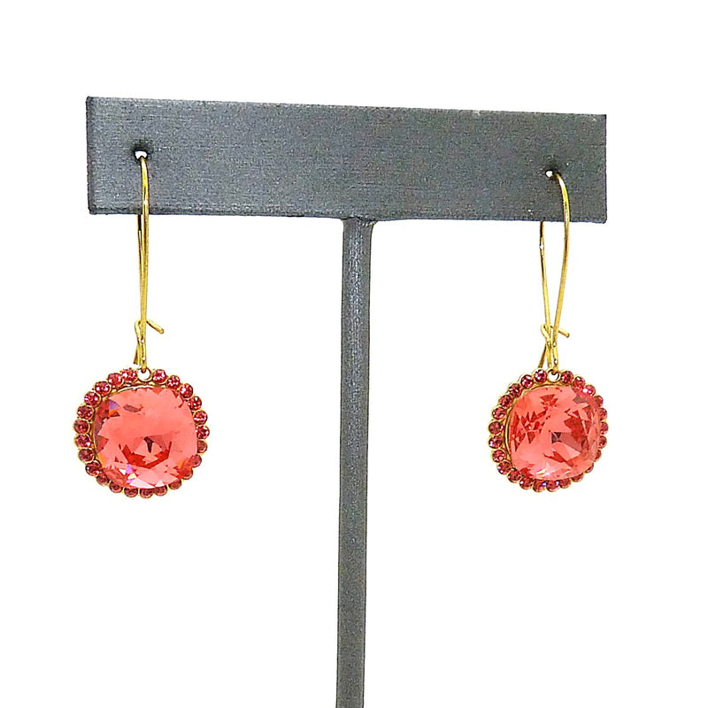 La Vie Parisienne Earrings Gold Coral Swarovski Crystal Dangle Popesco 9411G - ILoveThatGift