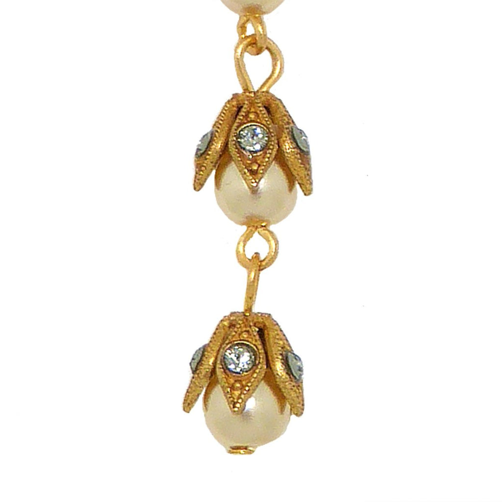 La Vie Parisienne Gold 3 Tier Capped Pearl Bead Earrings 9416G Catherine Popesco - ILoveThatGift