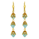 La Vie Parisienne Gold 3 Tier Capped Blue Opal Bead Earrings 9416G Catherine Popesco - ILoveThatGift