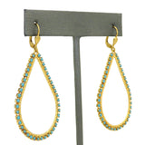 La Vie Parisienne Teardrop Gold Hoop Earrings Turquoise 9510G Catherine Popesco - ILoveThatGift