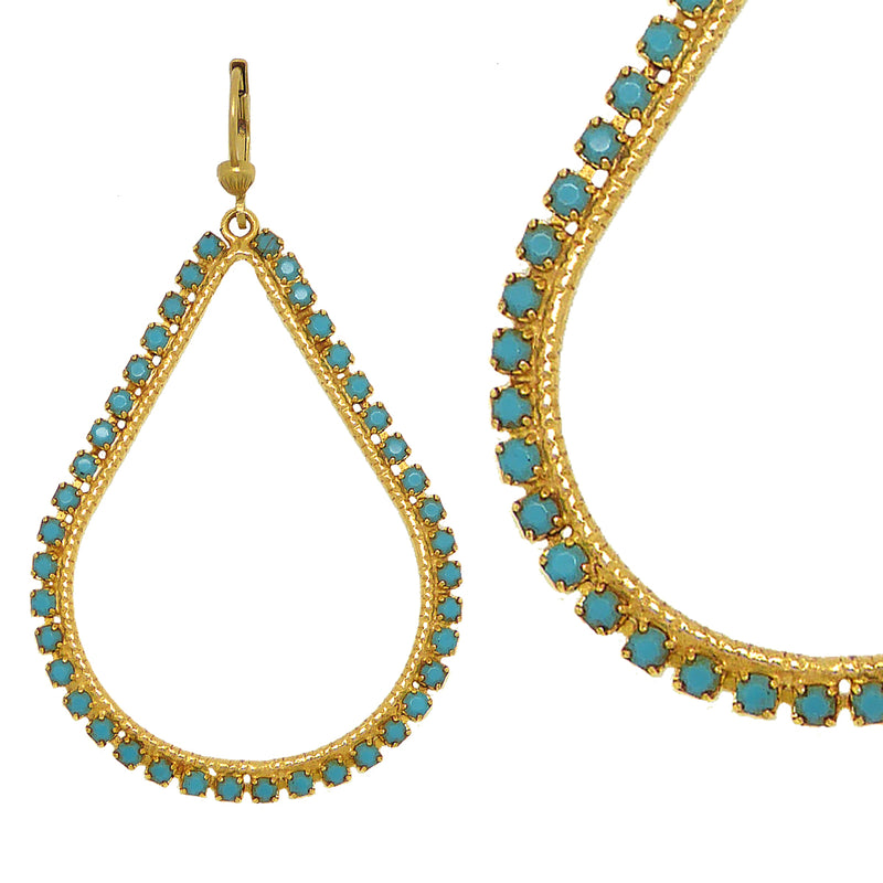 La Vie Parisienne Teardrop Gold Hoop Earrings Turquoise 9510G Catherine Popesco - ILoveThatGift