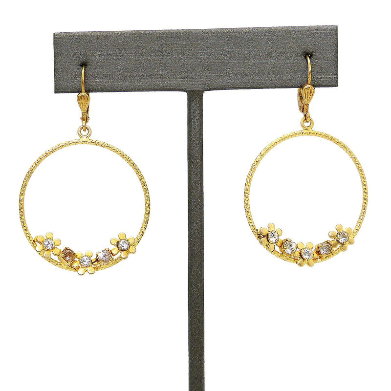 La Vie Parisienne Round Gold Hoop Earrings with Flowers 9556G Catherine Popesco - ILoveThatGift