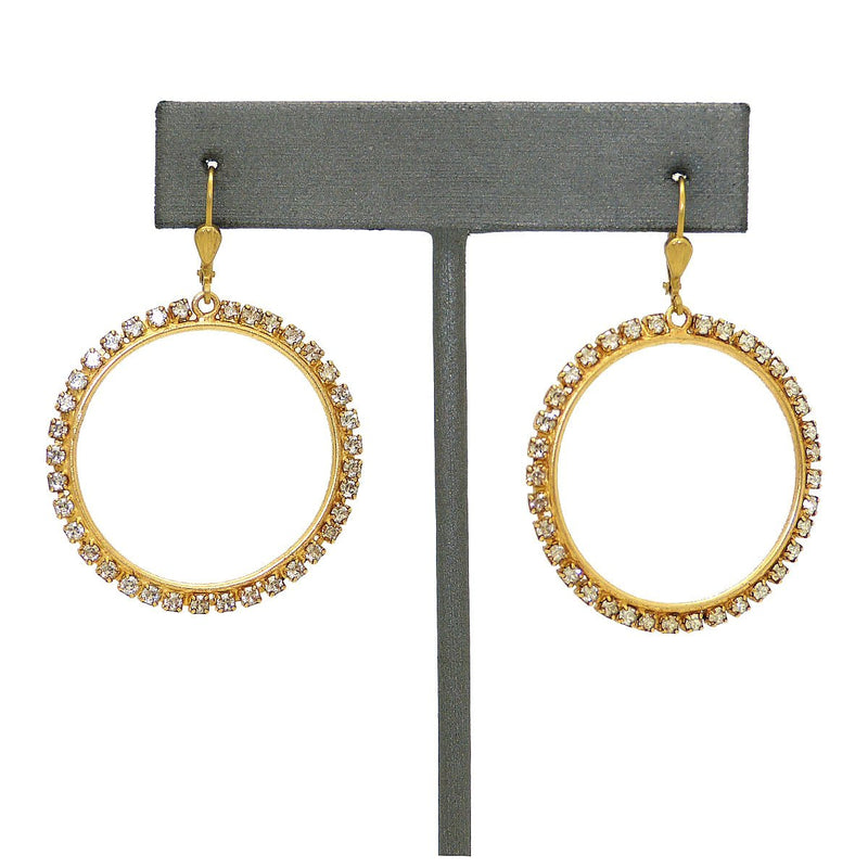 La Vie Parisienne Round Gold Hoop Earrings Encrusted with Crystals 9559G Catherine Popesco - ILoveThatGift