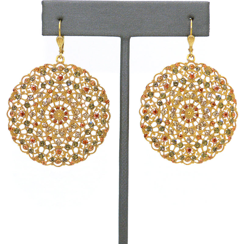 La Vie Parisienne Gold Large Filigree Earrings Popesco Topaz BD 9702BG - ILoveThatGift