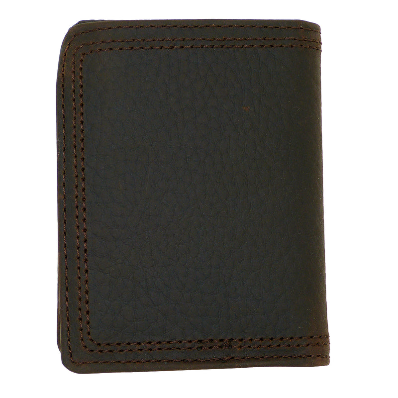 Ariat Western Mens Leather Shield Dark Brown Rowdy Bi-Fold Flipcase Wallet - ILoveThatGift