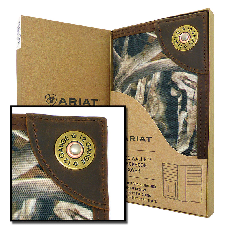 Ariat Western Mens Camo Shotgun Shell Rodeo Wallet Checkbook Cover A35236284 - ILoveThatGift