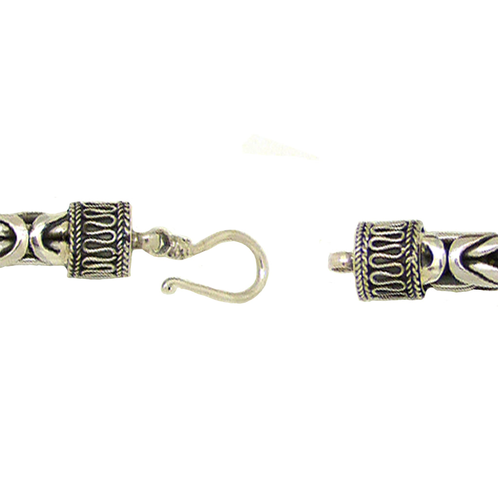 8mm Sterling Silver Mens Handmade Bali Solid Byzantine Link Bracelet with Hook Clasp - ILoveThatGift