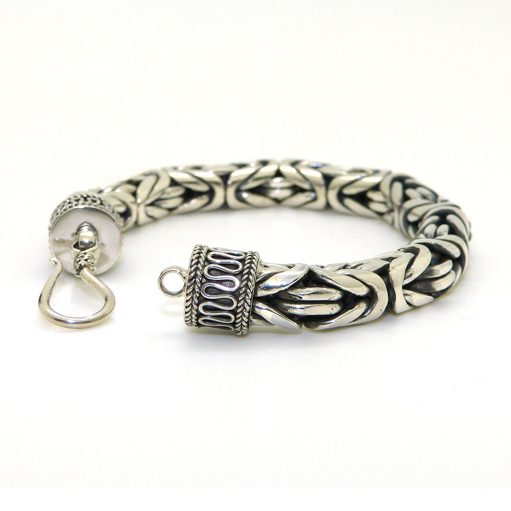 Sterling Silver Byzantine Thick Chain Bracelet with S-Hook Clasp, 8 inch,  Unisex
