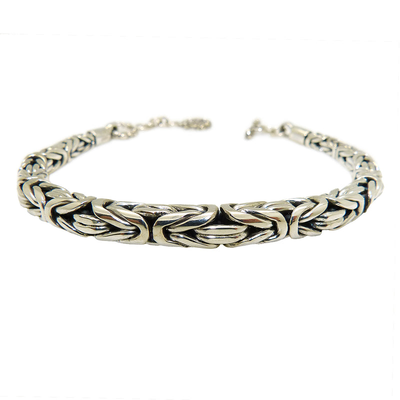 Sterling Silver Handmade Tapered Bali Byzantine Link Bracelet with Toggle Clasp - ILoveThatGift