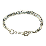 Sterling Silver Handmade Tapered Bali Byzantine Link Bracelet with Toggle Clasp - ILoveThatGift