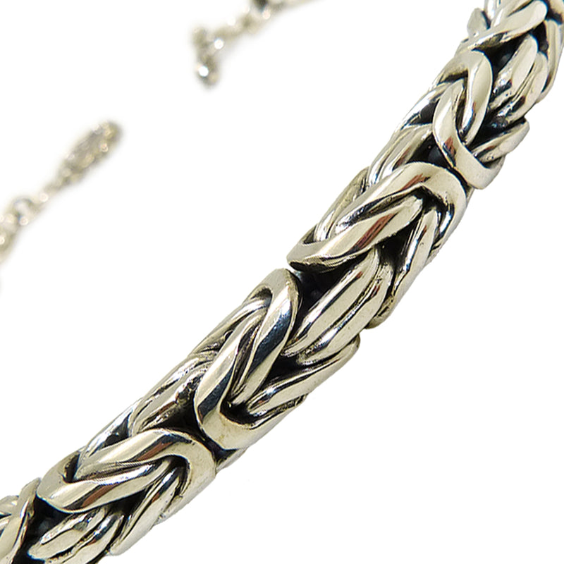 Sterling Silver Handmade Tapered Bali Byzantine Link Bracelet with Toggle Clasp - ILoveThatGift