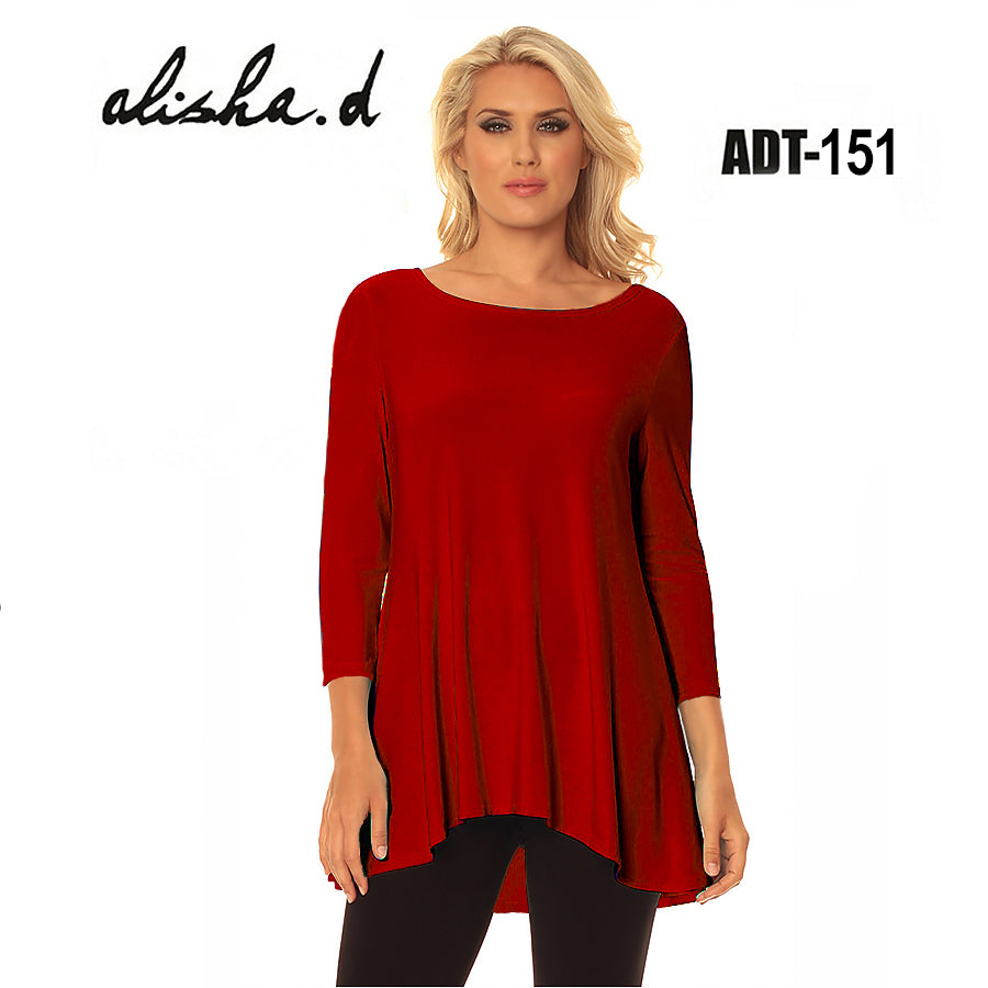 Alisha D Scoop Neck Tunic Red Jersey Knit Small - ILoveThatGift
