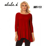 Alisha D Scoop Neck Tunic Red Jersey Knit Small