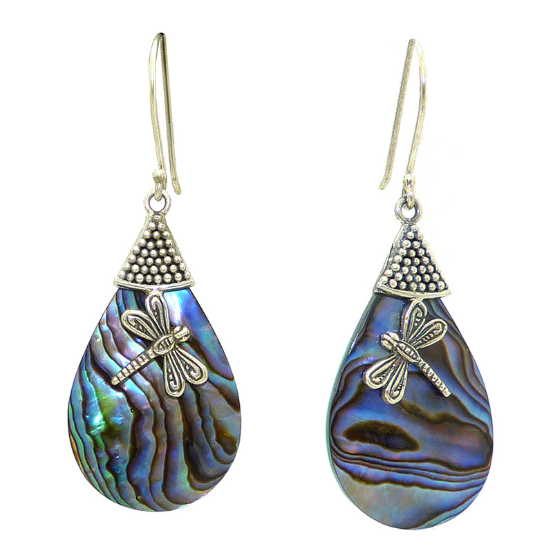Sterling Silver 925 Bali Dragonfly Earrings with Abalone Shell by Bali Designs - ILoveThatGift