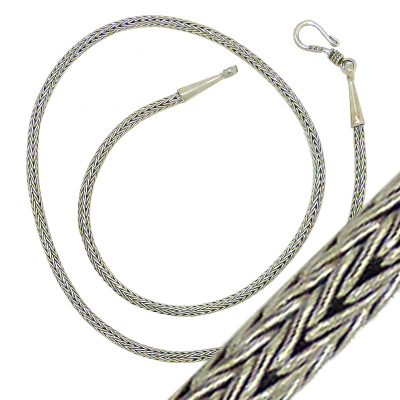 Sterling Silver Handmade 2.5mm Bali Wheat Link Necklace with Hook Clasp - ILoveThatGift