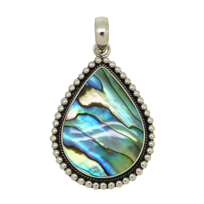 Sterling Silver 925 Bali Teardrop Pendant with Abalone Shell by Bali Designs - ILoveThatGift
